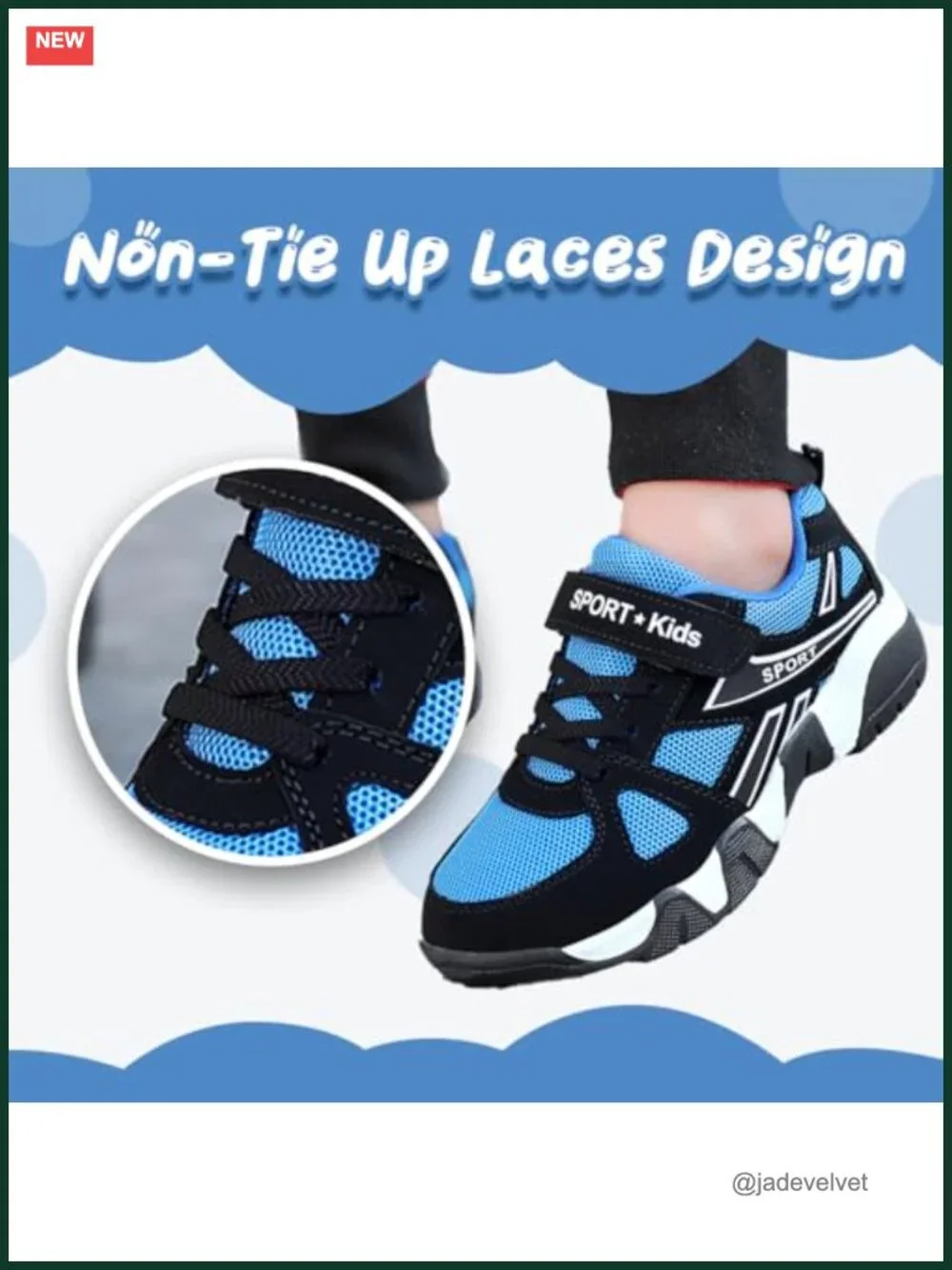 Kids Mesh Breathable Running Sneakers | Hook & Loop Closure, Lightweight,